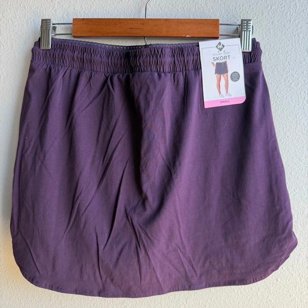 Woven Trek Skort Plum Size S Two Way Stretch Elastic Waistband Activewear E - Picture 6 of 14
